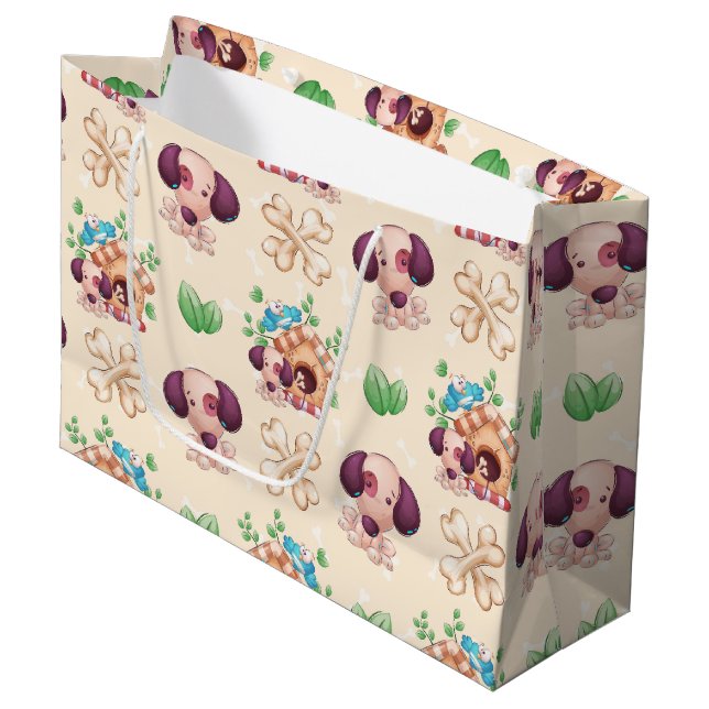 Adorable Dog Pattern  Large Gift Bag (Front Angled)