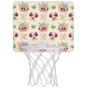 Adorable Dog Pattern Mini Basketball Hoop