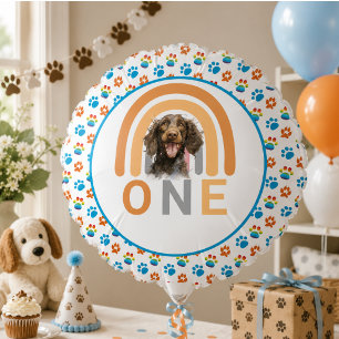 Adorable Dog Rainbow Watercolor 1st Birthday Party Balloon