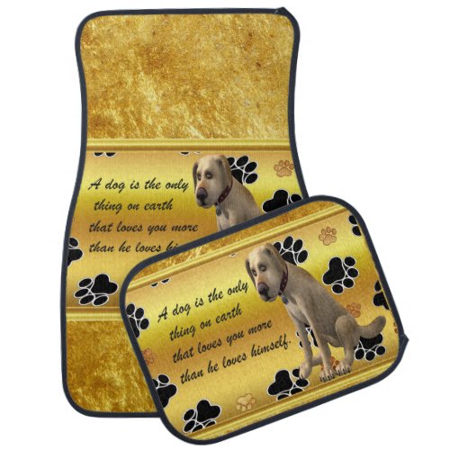 Adorable dog sitting with a cute fun quote car floor mat