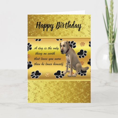 Adorable dog sitting with a cute fun quote card