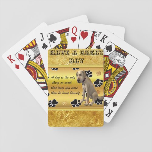 Adorable dog sitting with a cute fun quote poker cards