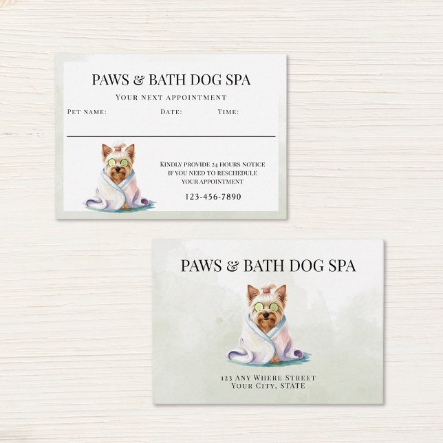 Adorable Dog Spa Watercolor Appointment Card (Creator Uploaded)