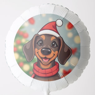 Adorable Dog Wearing Santa Hat Balloon