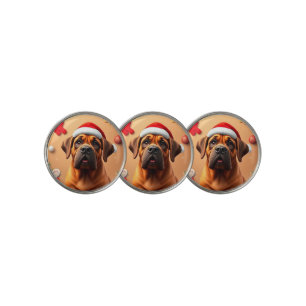Adorable Dog Wearing Santa Hat Golf Ball Marker