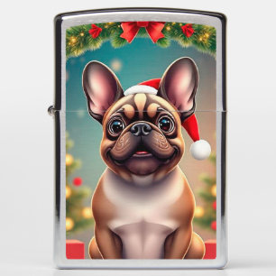 Adorable Dog Wearing Santa Hat Zippo Lighter