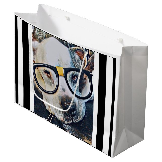 Adorable Dog With Glasses Gift Bag  (Front Angled)