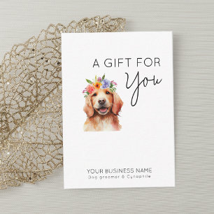 Adorable dogs flower watercolor grooming gift card