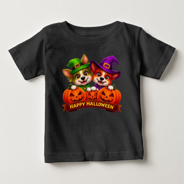 Adorable Dogs in Halloween Costumes Baby T-Shirt (Front)