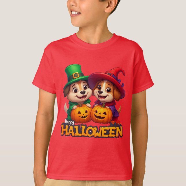 Adorable Dogs in Halloween Costumes T-Shirt (Front)