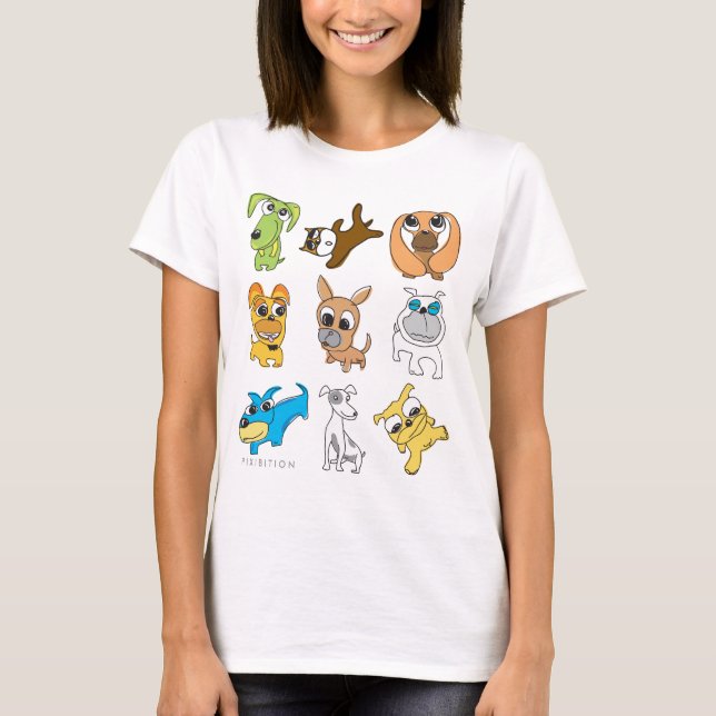 Adorable Dogs Ladies Long Sleeve (Fitted) T-Shirt (Front)