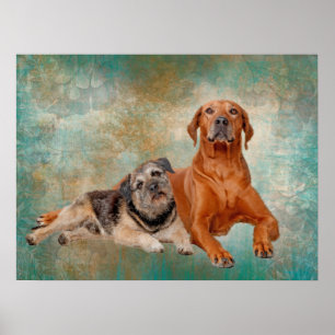 Adorable Dogs On Decopage Art Poster