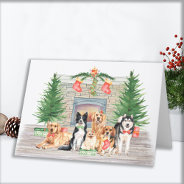 Adorable Dogs Pet Dog Lover Christmas Fireplace Holiday Card at Zazzle