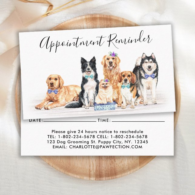 Adorable Dogs Pet Sitter Dog Groomer Business Appointment Card (Creator Uploaded)