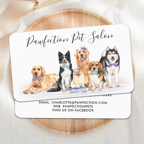 Adorable Dogs Pet Sitter Elegant Dog Groomer  Business Card