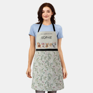 Adorable dogs with flower crown, watercolor apron