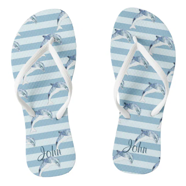 Cute Walk by Babyhug Slip On Flip Flops Stripes & Dolphin Print -  Blue Yellow & Blue main image 0