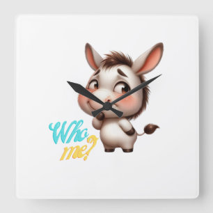 Adorable Donkey for Christmas 2024 - Perfect Gift Square Wall Clock
