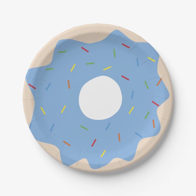 Adorable Donut (Blue) Paper Plates (Front)