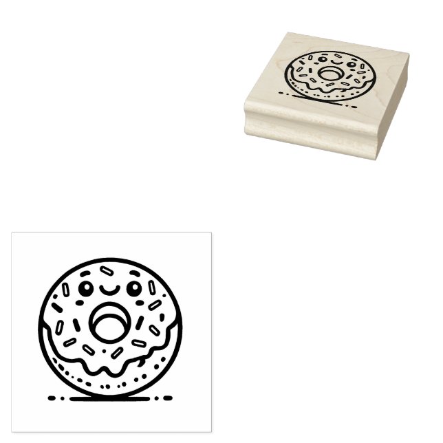 Adorable Donut  Rubber Stamp (Stamped)