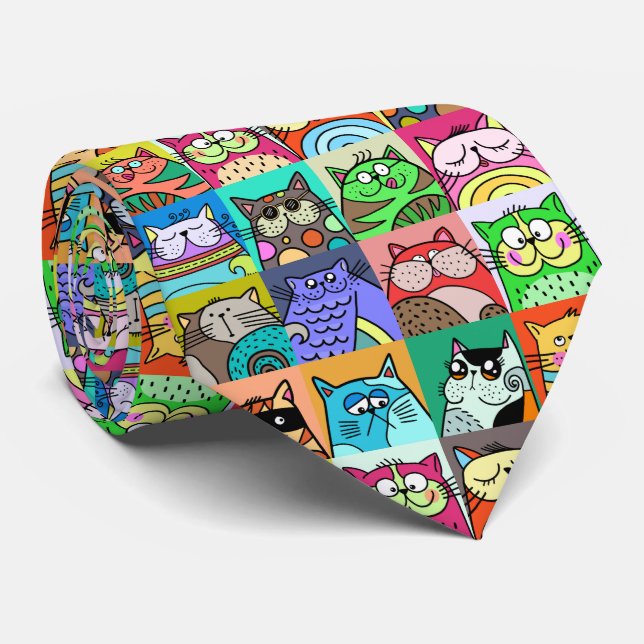 Adorable Doodle Pet Cat Community Neck Tie (Rolled)