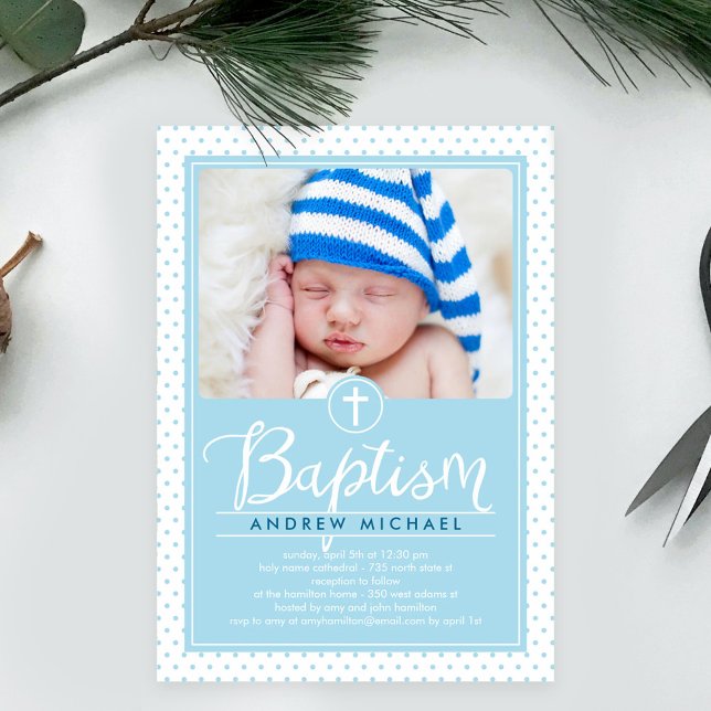 Adorable Dots Baptism Invitation - Blue (Creator Uploaded)