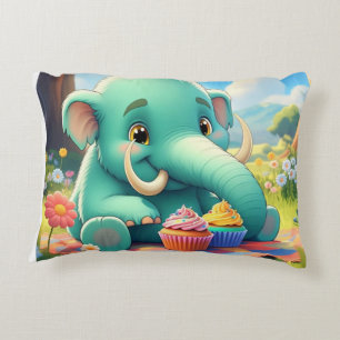 Adorable Double-sided Baby Mammoth Design  Accent Pillow