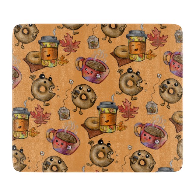 Adorable Doughnuts and Tea  Cutting Board (Front)