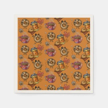 Adorable Doughnuts And Tea  Napkins by Shadowind_ErinCooper at Zazzle
