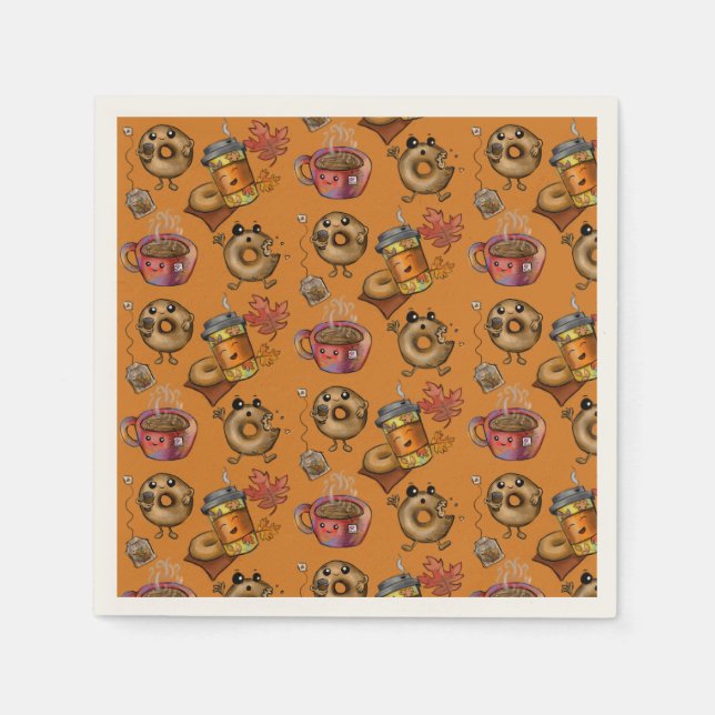 Adorable Doughnuts and Tea  Napkins (Front)
