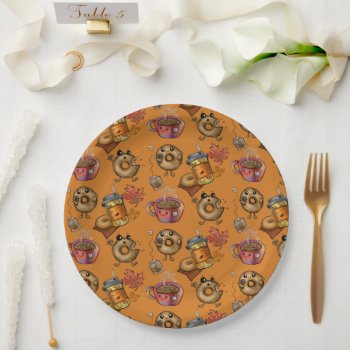 Adorable Doughnuts And Tea Paper Plates by Shadowind_ErinCooper at Zazzle