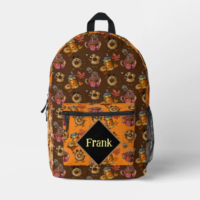 Adorable Doughnuts and Tea  Printed Backpack (Front)