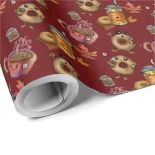 Adorable Doughnuts and Tea  Wrapping Paper