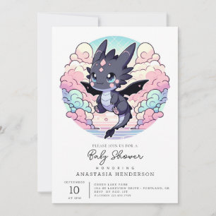 Adorable Dragon Baby Shower Invitation