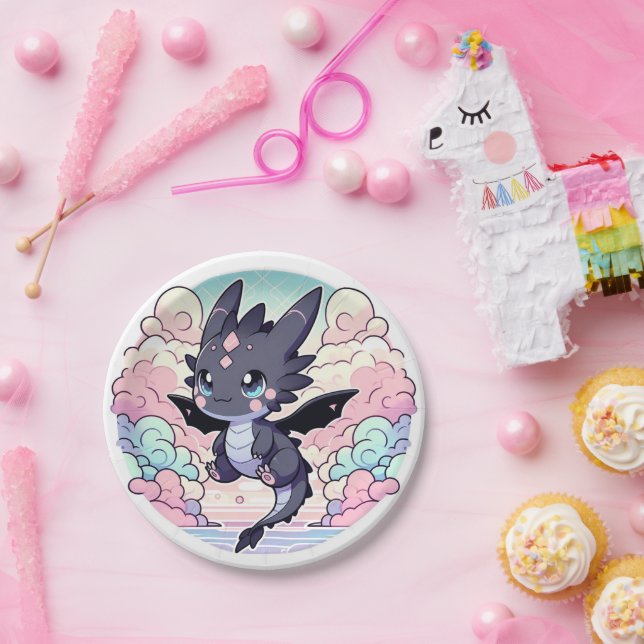 Adorable Dragon Baby Shower Paper Plates (Party)