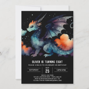 Adorable Dragon Birthday Digital Invitation