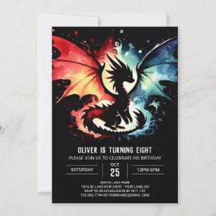 Adorable Dragon Birthday Printable Invitation