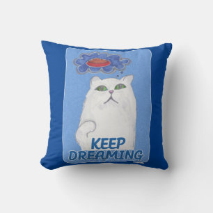 Adorable Dreaming Sweet Cat Illustration Throw Pillow