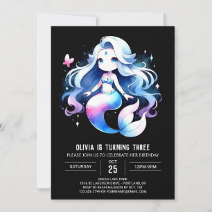 Adorable Dreamy Mermaid Birthday Invitation