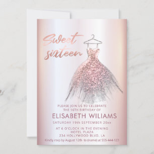 Adorable dress charming rose gold glittery ombre i invitation