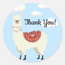 Adorable Dressed Up Llama Thank You Classic Round Sticker