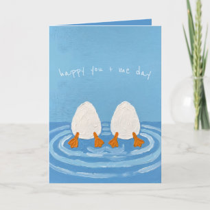 Adorable Duck Couple Painting Anniversary  Card