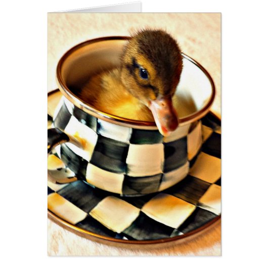 Adorable Duckling In Tea Cup Cards (Front)