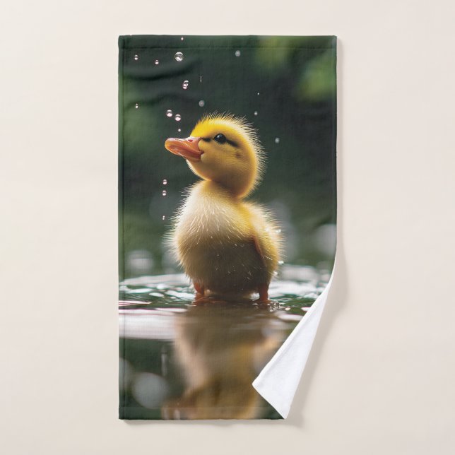 "Adorable Duckling in the Rain  Hand Towel (Hand Towel)
