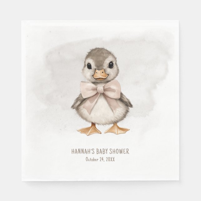 Adorable Duckling Waddle It Be Baby Shower Napkins (Front)
