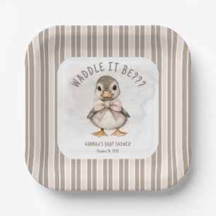 Adorable Duckling Waddle It Be Baby Shower Paper Plates