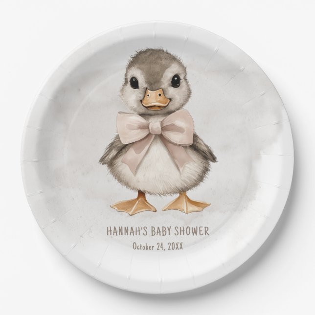 Adorable Duckling Waddle It Be Baby Shower Paper Plates (Front)
