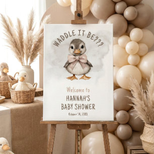 Adorable Duckling Waddle It Be Baby Shower Welcome Foam Board