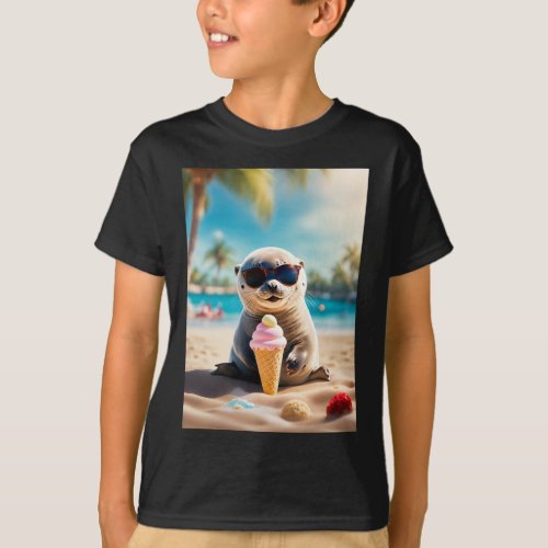 Adorable Earless Seals Graphic Tee shirt 