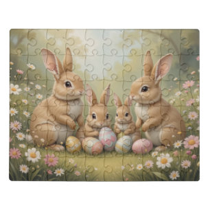 Adorable Easter Bunnies in Meadow Spring Animal  Jigsaw Puzzle